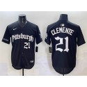 Pittsburgh Pirates #21 Roberto Clemente Black 'Gothic Steel City Edition' Vapor Limited Stitched Jersey