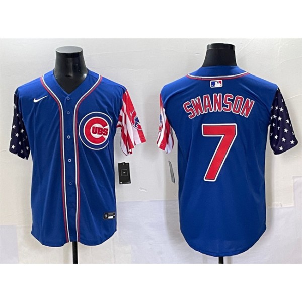 Chicago Cubs #7 Dansby Swanson Royal 2025 Independence Day Vapor Premier Limited Stitched Jersey