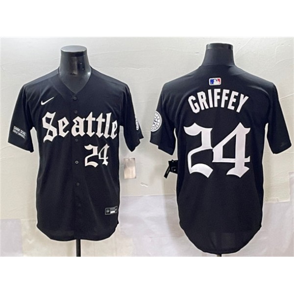Seattle Mariners #24 Ken Griffey Jr. Black 'Deep Sea Gothic Edition' Vapor Premier Limited Stitched Jersey