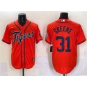 Detroit Tigers #31 Riley Greene Orange With Patch Cool Base Stitched Jersey