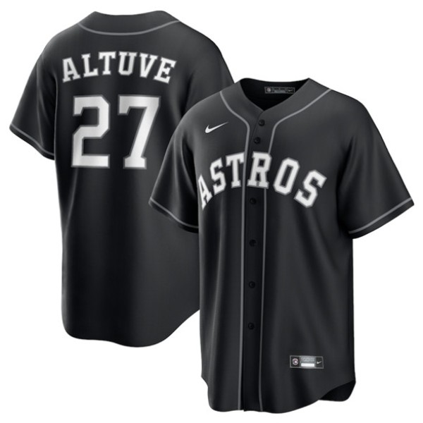 Houston Astros #27 Jose Altuve Black Lights Out Limited Stitched Jersey