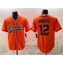 Cleveland Browns #12 Shedeur Sanders Orange With Patch Cool Base Stitched Jersey