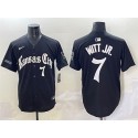 Kansas City Royals #7 Bobby Witt Jr. Black 'Gothic Crown Edition' Vapor Premier Limited Stitched Jersey