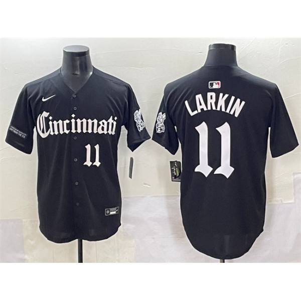Cincinnati Reds #11 Barry Larkin Black 'Gothic Queen City Edition' Vapor Premier Limited Stitched Jersey