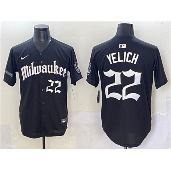 Milwaukee Brewers #22 Christian Yelich Black 'Gothic 414 Shadows Edition' Vapor Premier Limited Stitched Jersey