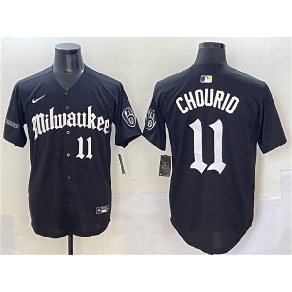 Milwaukee Brewers #11 Jackson Chourio Black 'Gothic 414 Shadows Edition' Vapor Premier Limited Stitched Jersey