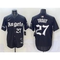 Los Angeles Angels #27 Mike Trout Black 'Gothic Halo Edition' Vapor Limited Stitched Jersey