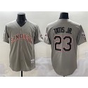 San Diego Padres #23 Fernando Tatis Jr. Gray Fashion Throwback With Patch Cool Base Stitched Jersey