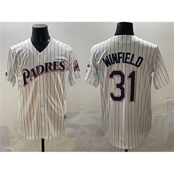 San Diego Padres #31 Dave Winfield White Throwback With Patch Cool Base Stitched Jersey
