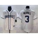 San Diego Padres #3 Jackson Merrill White Cool Base Stitched Jersey