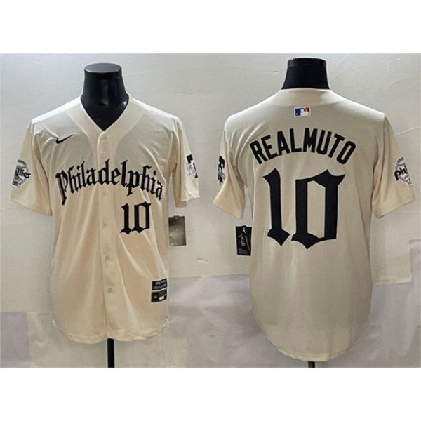 Philadelphia Phillies #10 J.T. Realmuto Cream Gothic Vapor Limited Stitched Jersey