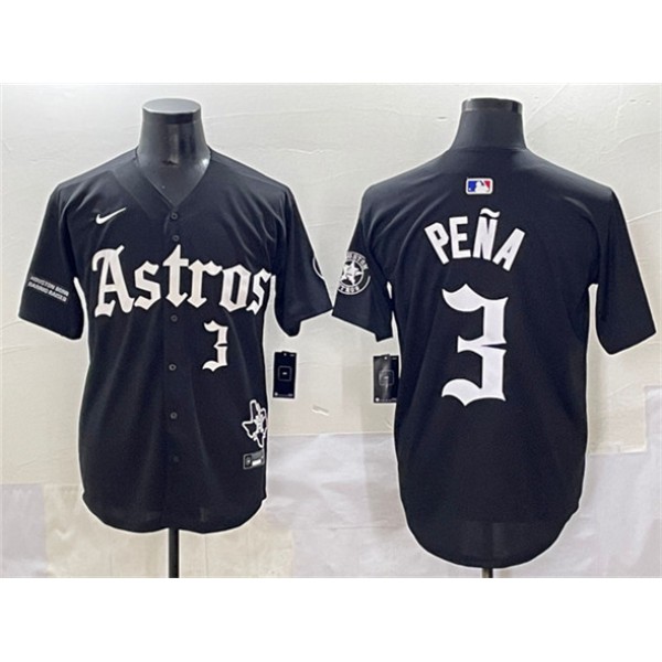 Houston Astros #3 Jeremy Pena Black Gothic 'Houston Born Barrio Raised' Limited Stitched Jersey