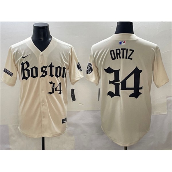Boston Red Sox #34 David Ortiz Cream Gothic Vapor Limited Stitched Jersey