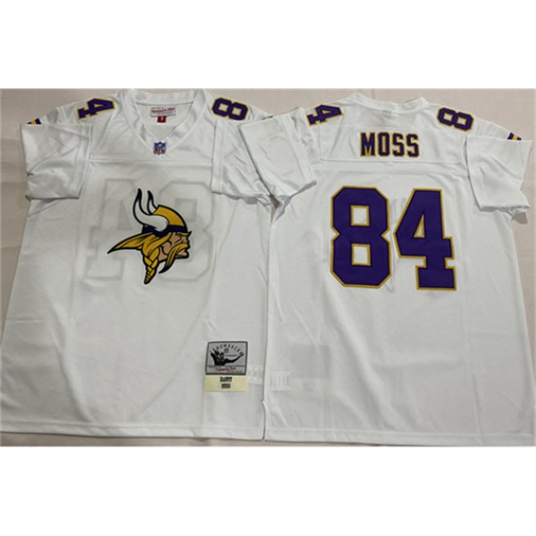 Minnesota Vikings #84 Randy Moss White Throwback Football Stitched Jersey