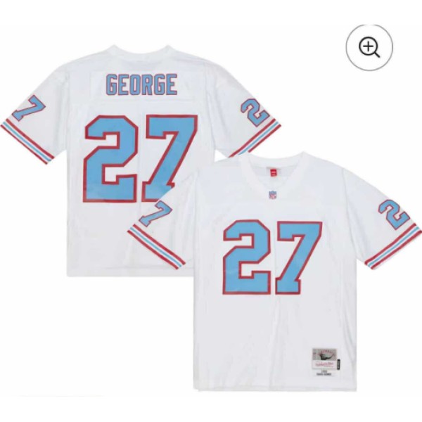 Tennessee Titans #27 Eddie George White Mitchell Ness Stitched Jersey