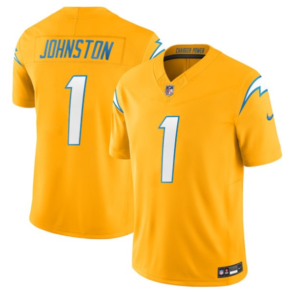 Los Angeles Chargers #1 Quentin Johnston Gold 2025 F.U.S.E. Alternate Vapor Limited Football Stitched Jersey