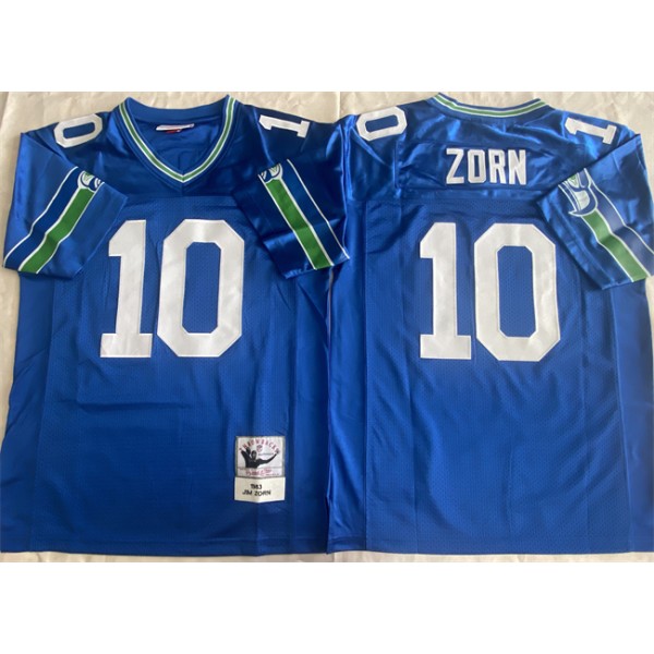 Seattle Seahawks #10 Jim Zorn Royal Throwback Stitched Football Jersey