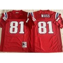 New England Patriots #81 Randy Moss Red Throwback Stitched Football Jersey