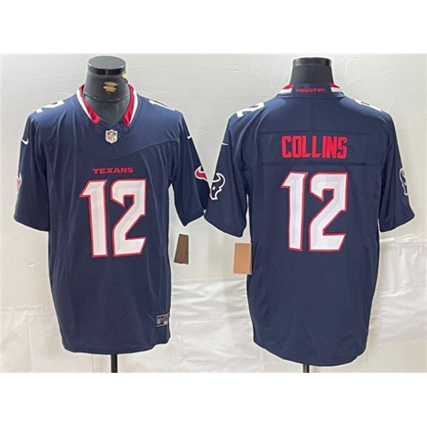 Houston Texans #12 Nico Collins Navy F.U.S.E. Vapor Limited Football Stitched Jersey