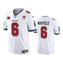 Tampa Bay Buccaneers #6 Baker Mayfield White 2025 50th Anniversary Patch And 4-Star C Patch Vapor Untouchable Limited Football Stitched Jersey