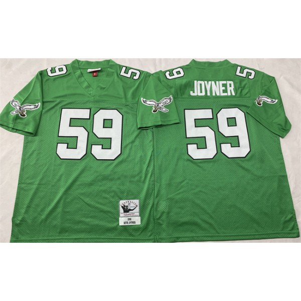 Philadelphia Eagles #59 Seth Joyner Kelly Green Throwback Stitched Football Jersey