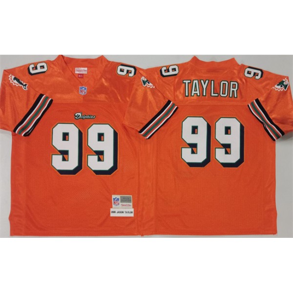 Miami Dolphins #99 Jason Taylor Orange Throwback Stitched Football Jersey