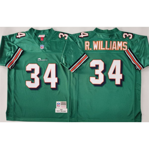 Miami Dolphins #34 Ricky Williams Aqua Throwback Stitched Football Jersey