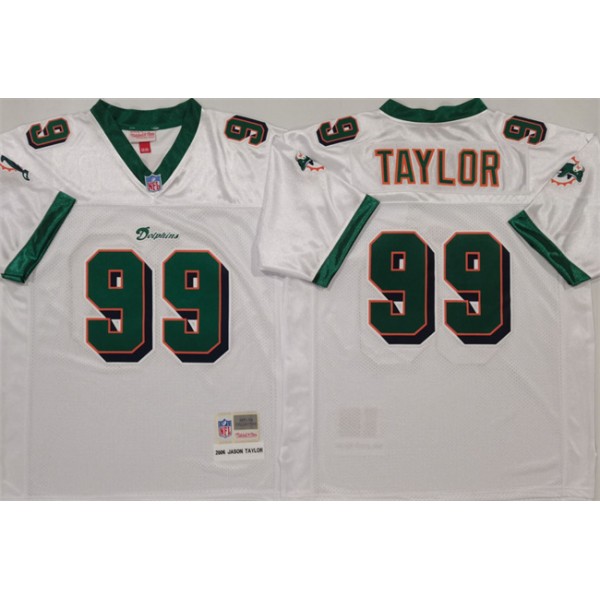 Miami Dolphins #99 Jason Taylor White Throwback Stitched Football Jersey