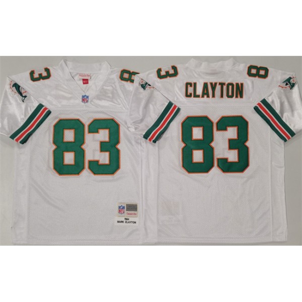 Miami Dolphins #83 Mark Clayton White Throwback Stitched Football Jersey