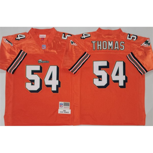 Miami Dolphins #54 Zach Thomas Orange Throwback Stitched Football Jersey