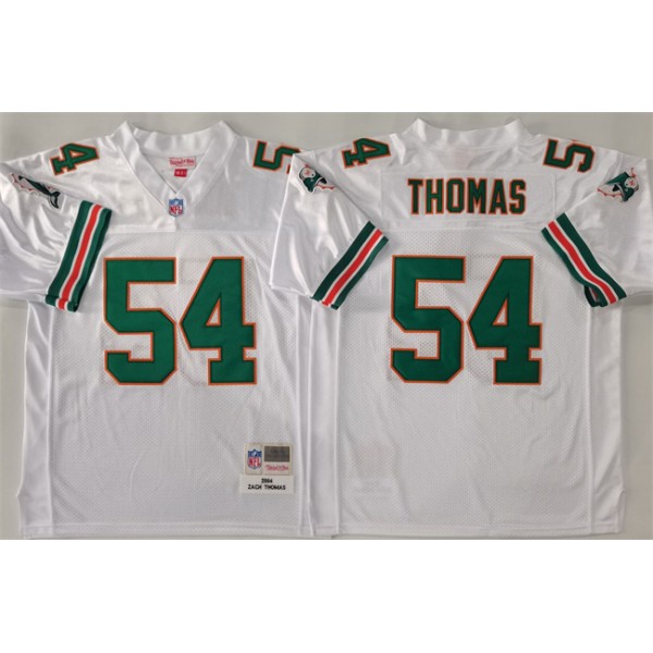 Miami Dolphins #54 Zach Thomas White Throwback Stitched Football Jersey