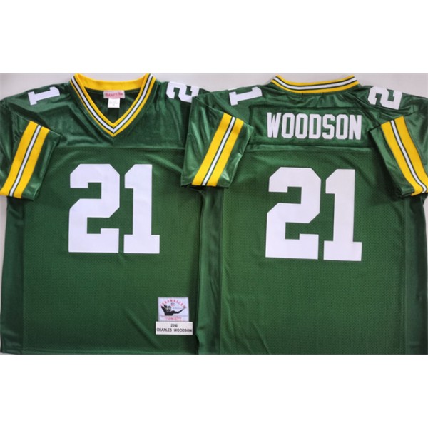 Green Bay Packers #21 Charles Woodson Green Throwback Stitched Football Jersey