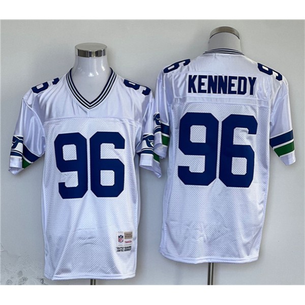 Seattle Seahawks #96 Cortez Kennedy White Throwback Stitched Football Jersey
