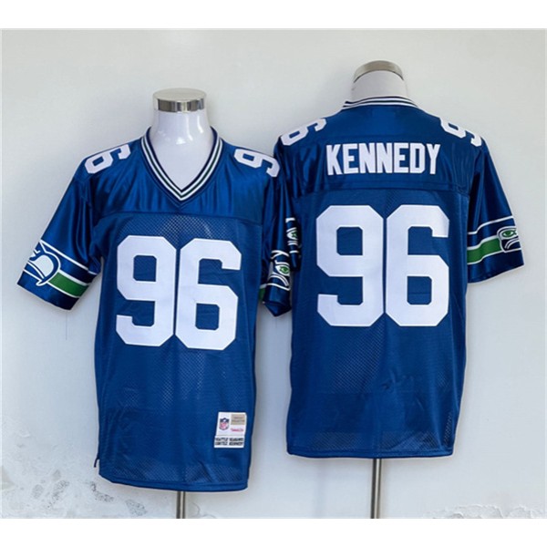 Seattle Seahawks #96 Cortez Kennedy Blue Throwback Football Stitched Jersey