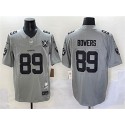 Las Vegas Raiders #89 Brock Bowers Gray 2024 F.U.S.E With Nevada Silver Stat Patch And 65th Anniversary Patch Stitched Football Jersey