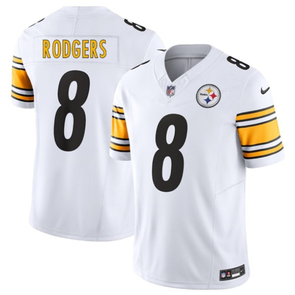 Pittsburgh Steelers #8 Aaron Rodgers White 2025 F.U.S.E. Vapor Limited Football Stitched Jersey