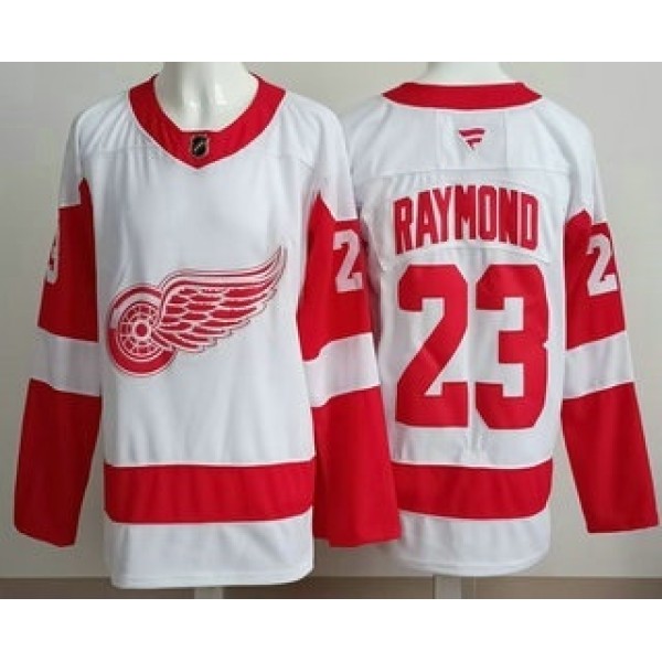Detroit Red Wings #23 Lucas Raymond White Authentic Jersey