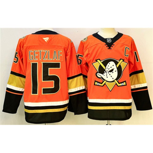 Anaheim Ducks #15 Ryan Getzlaf Orange Black 2024-25 With C Patch Stitched Jersey