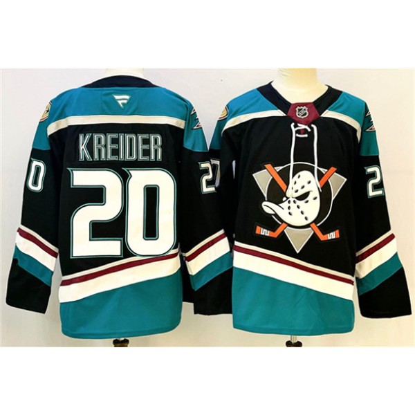 Anaheim Ducks #20 Chris Kreider Black Teal 2024-25 Stitched Jersey