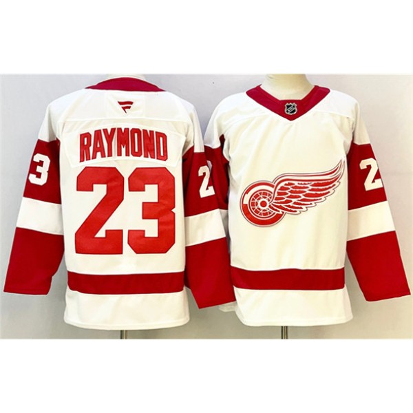 Detroit Red Wings #23 Lucas Raymond White 2024-25 Stitched Jersey
