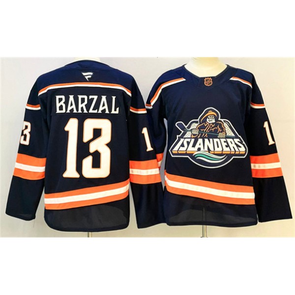 New York Islanders #13 Mathew Barzal Navy 2024-25 Stitched Jersey