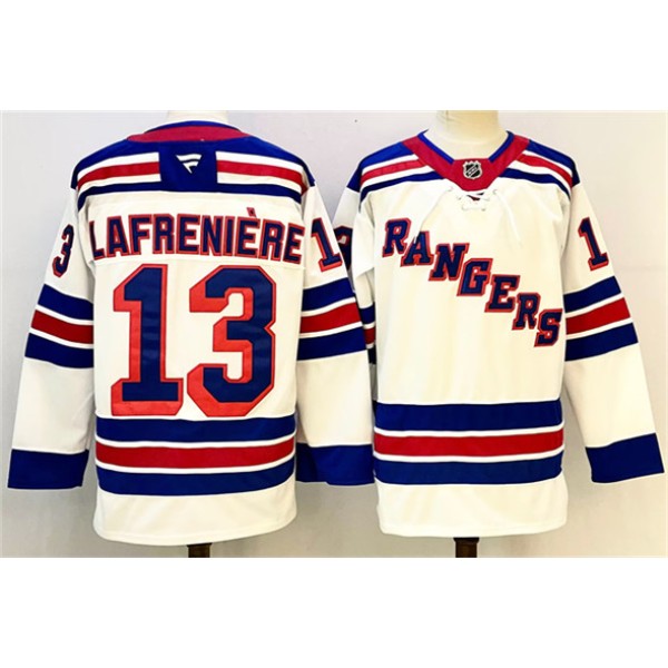 New York Rangers #13 Alexis Lafreniere White 2024-25 Away Stitched Jersey
