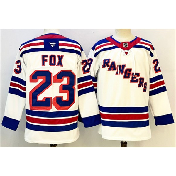 New York Rangers #23 Adam Fox White 2024-25 Away Stitched Jersey