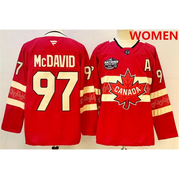 Canada #97 Connor McDavid Red 2025 4 Nations Face-Off Premium With A Patch Stitched Jersey