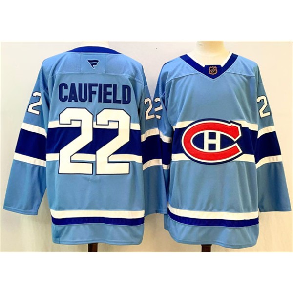 Montreal Canadiens #22 Cole Caufield Blue 2024-25 Reverse Retro Stitched Jersey