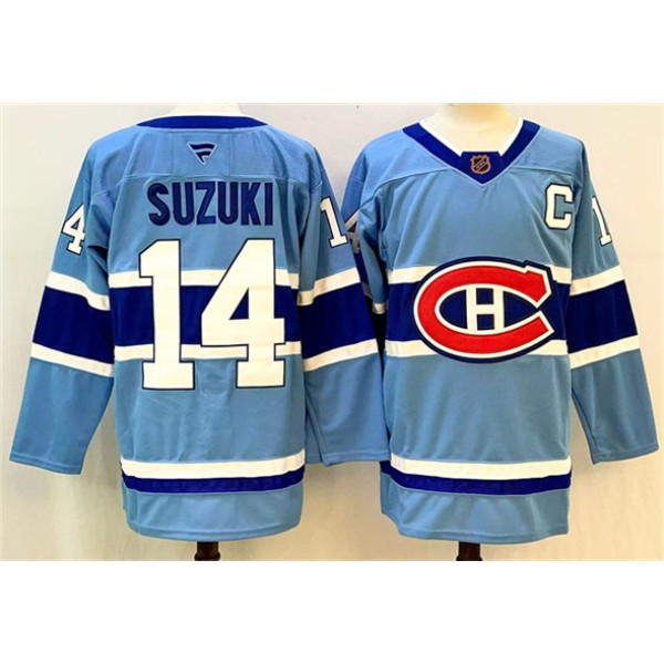 Montreal Canadiens #14 Nick Suzuki Blue 2023-24 Reverse Retro Stitched Jersey