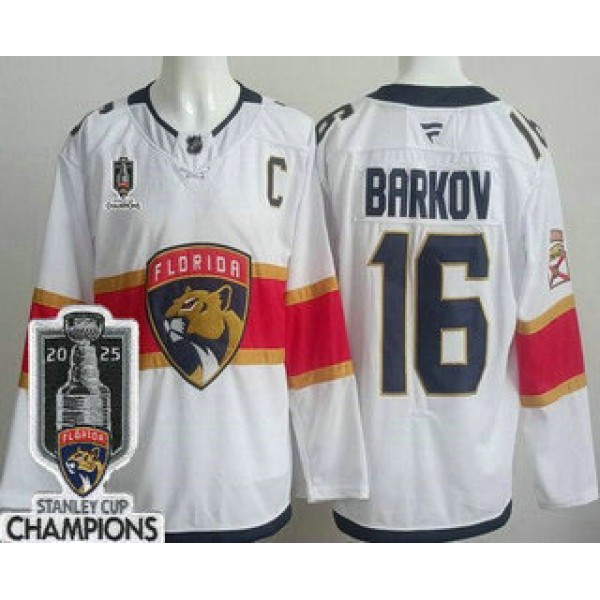 Florida Panthers #16 Aleksander Barkov White 2025 Stanley Cup Champions Authentic Jersey