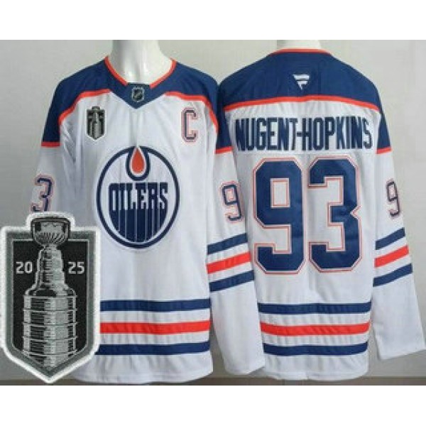 Edmonton Oilers #93 Ryan Nugent Hopkins White 2025 Stanley Cup Final Authentic Jersey