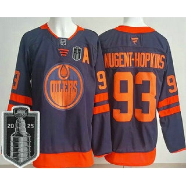 Edmonton Oilers #93 Ryan Nugent Hopkins Navy 2025 Stanley Cup Final Authentic Jersey