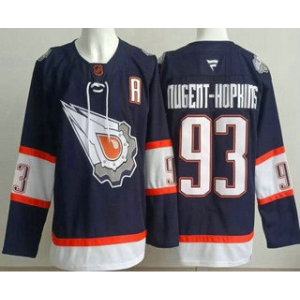 Edmonton Oilers #93 Ryan Nugent Hopkins Navy Alternate Authentic Jersey